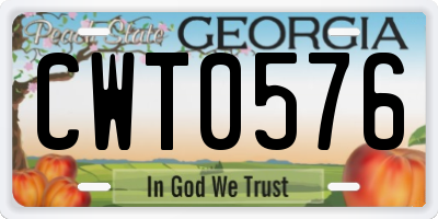 GA license plate CWT0576