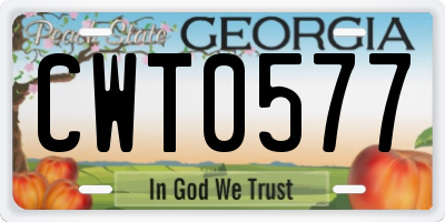 GA license plate CWT0577