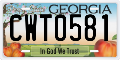 GA license plate CWT0581