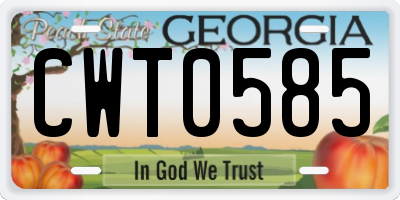 GA license plate CWT0585