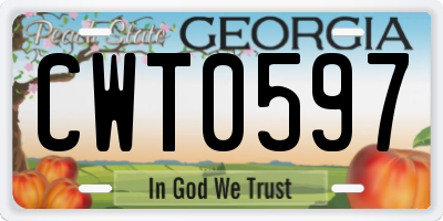 GA license plate CWT0597