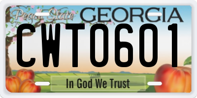 GA license plate CWT0601