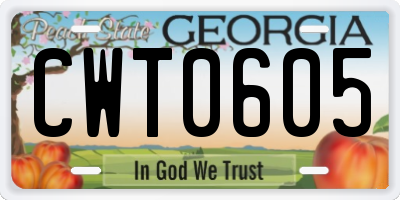 GA license plate CWT0605