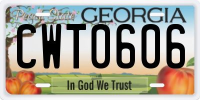 GA license plate CWT0606