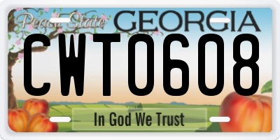 GA license plate CWT0608