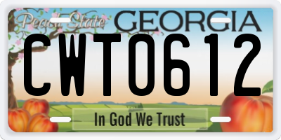 GA license plate CWT0612