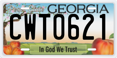 GA license plate CWT0621