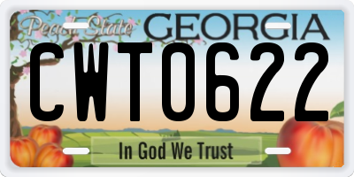 GA license plate CWT0622