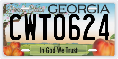 GA license plate CWT0624