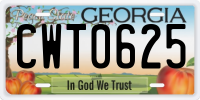 GA license plate CWT0625