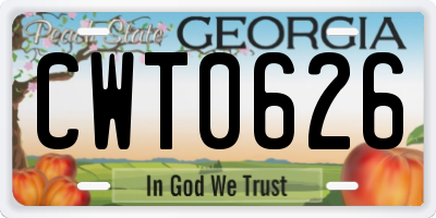 GA license plate CWT0626