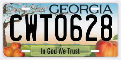 GA license plate CWT0628