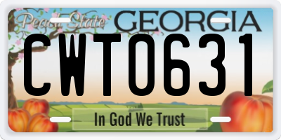 GA license plate CWT0631