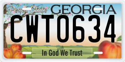 GA license plate CWT0634