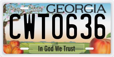 GA license plate CWT0636