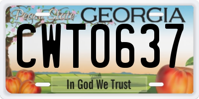 GA license plate CWT0637