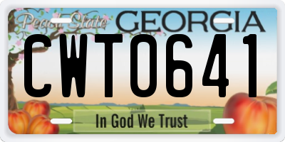 GA license plate CWT0641