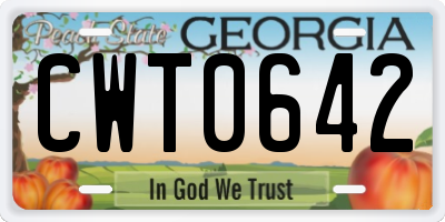 GA license plate CWT0642