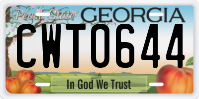 GA license plate CWT0644