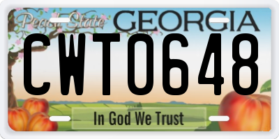GA license plate CWT0648