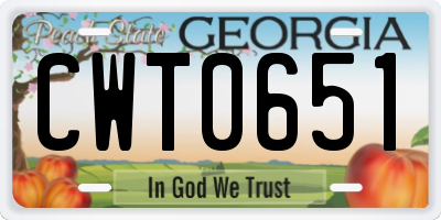GA license plate CWT0651