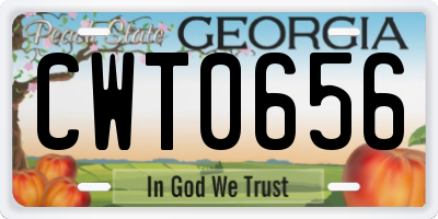 GA license plate CWT0656