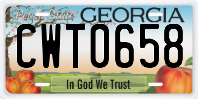 GA license plate CWT0658