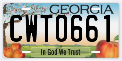 GA license plate CWT0661
