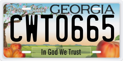 GA license plate CWT0665