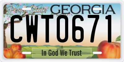 GA license plate CWT0671