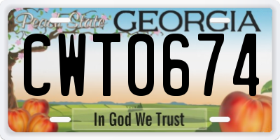 GA license plate CWT0674