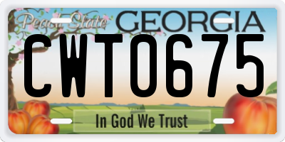 GA license plate CWT0675