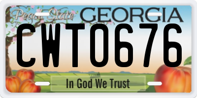 GA license plate CWT0676