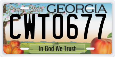 GA license plate CWT0677
