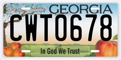 GA license plate CWT0678