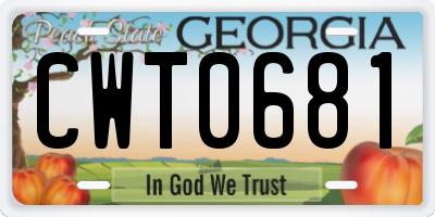 GA license plate CWT0681