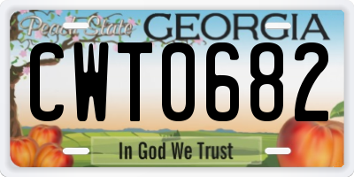GA license plate CWT0682
