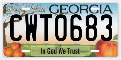 GA license plate CWT0683