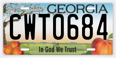 GA license plate CWT0684