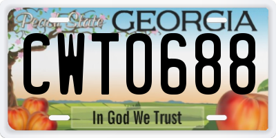 GA license plate CWT0688