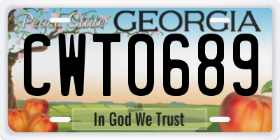 GA license plate CWT0689