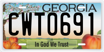 GA license plate CWT0691