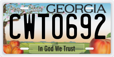 GA license plate CWT0692