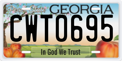 GA license plate CWT0695