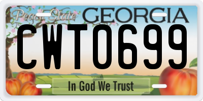 GA license plate CWT0699