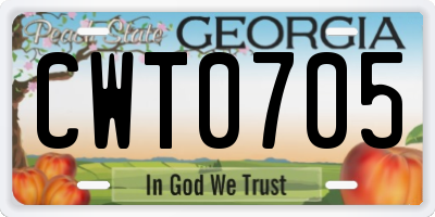 GA license plate CWT0705