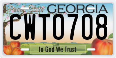 GA license plate CWT0708