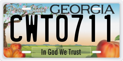 GA license plate CWT0711