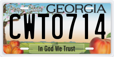 GA license plate CWT0714