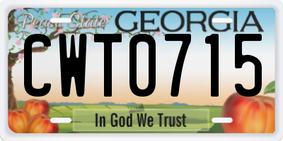 GA license plate CWT0715